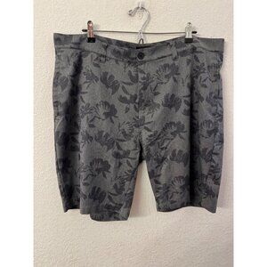 Travis Mathew heather gray hybrid leaves print Inlet golf shorts mens size 40